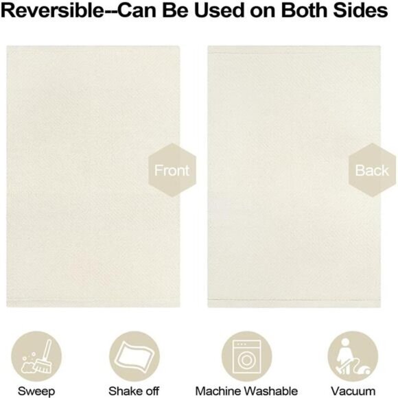 Small Bathroom Rug, 2' x 3' Washable Woven Entryway Rug Low Profile - Picture 5 of 7